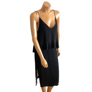Black Slip Pleated Dress Medium New With Tags